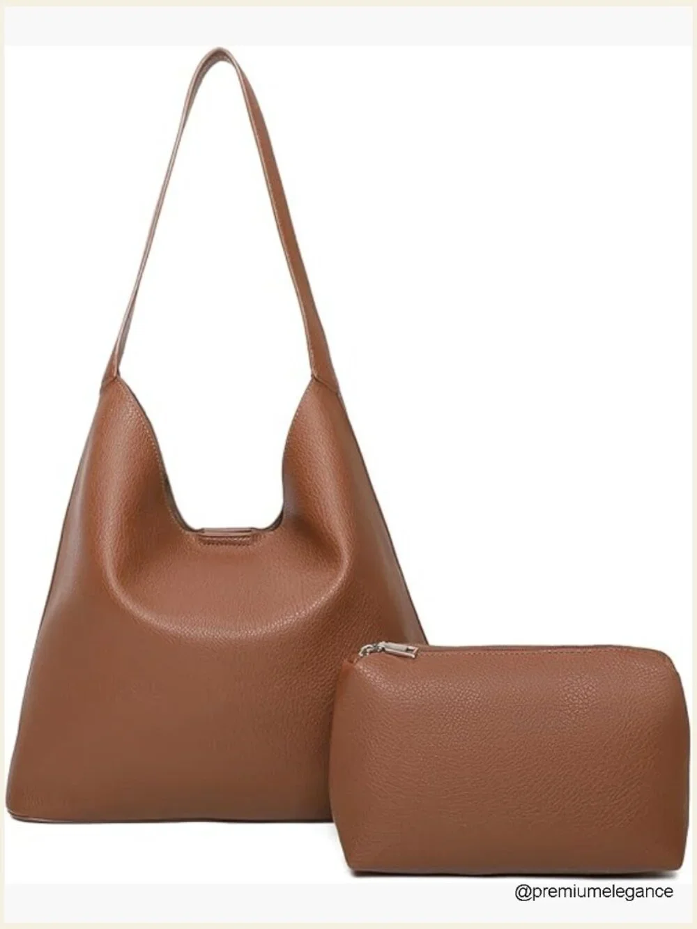 Slouchy Vegan Leather Hobo Tote, Large Capacity Shoulder Bag for Work Travel